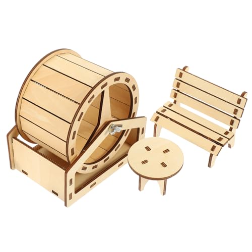 ifundom Hamster Versteck Set Holz Laufband Stuhl Tisch Sicher Holz Haustier Hamster Spielzeug von ifundom