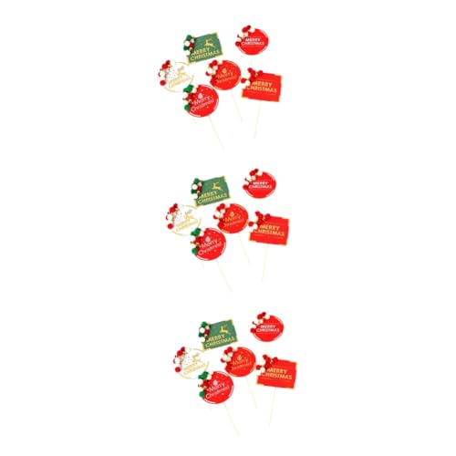 ifundom 18 STK Urlaub Cupcake Topper Weihnachts-Cupcake-Picks Weihnachtskuchen Topper Feiertagskuchendekorationen Weihnachtliche Cupcake-Dekorationen Weihnachtskuchen Picks Plugin Haarball von ifundom