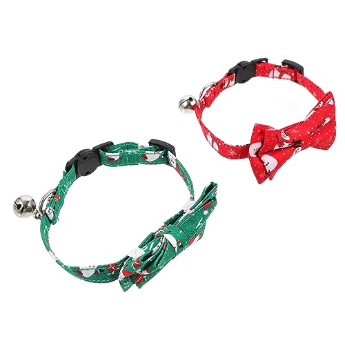 ifundom 2 Stück Welpenglocke Schicke Glocken Zubehör Weihnachten Hunde Grün Krawattenstil Kätzchenhalsband Abtrünnige Kleine Schleife Katzen Verstellbares Weihnachtslicht Und Kostüme von ifundom