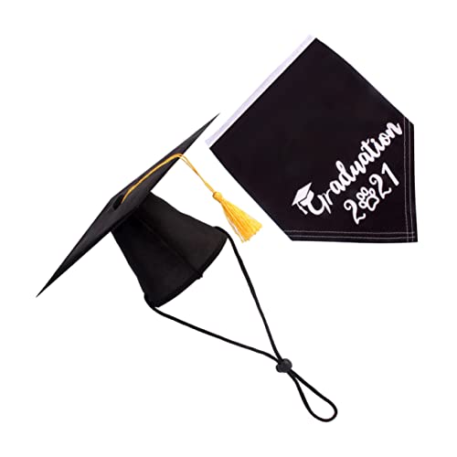 ifundom 2 STK Haustier-abschluss-Dress up Pet Grad Kostüm Schleppleine Katzen-abschlusskappen Doktorhut Für Hunde Schwarze Bandanas Abschlusshut Polyester Kleidung Hut des Arztes von ifundom