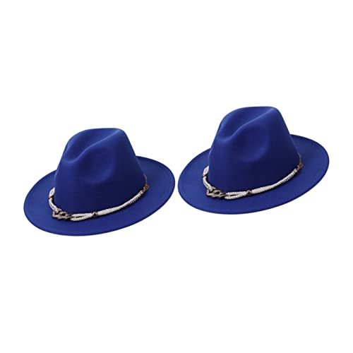 ifundom 2st Fedora Klassischer Jazzhut Frauen Hüte Herbstmützen Für Damen Bowler-hüte Breite Hüte Jazz-Kappen Wohnung Breiter Filzhut Marineblauer Hut Breitseite Panama Nylon Fräulein von ifundom