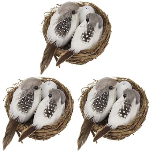 ifundom 3 Pcs Vogelnest Vogelnest Vogel Ei Nest Dekorative Eiernest Kunststoff Vögel Nest Miniatur Vögel zum Basteln Simulierte Vögel Nest Baum Garten Dekorationen Vogelhaus Künstlich von ifundom