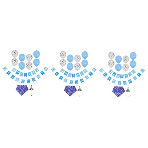 ifundom 3 Sätze Haustier Geburtstagsdekoration Pom Kostüm Hundepartyhüte Hundeschuhe Hundefliege Haustierhut Geburtstag Für Hund Kragen Geburtstagsdekorationen Hunde Hut Bausatz Stoff von ifundom