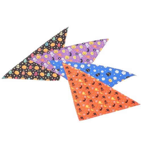 ifundom 4 Speichelhandtuch Für Dreieckiges Haustier- Hundepartykostüm Hundespeicheltuch Halloween-Haustier-Bandana Halloween-Party-hundehalstuch Schal Polyester von ifundom