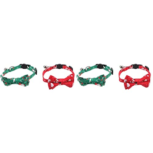 ifundom 4-Teiliges Kostüm-Halsband Grünes Schnallenhalsband: Kleine Und Hunde Roter Welpe Verstellbare Katzen Schleifenhalsbänder Weihnachtsmann Schneemann Weihnachtszubehör Krawatte von ifundom