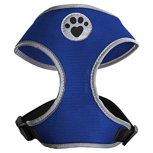 igadgitz home U7059 - Hundegeschirr, Welpengeschirr, Gassi Dog Harness reflektierenden Markierungen & sicherer Verschlussschnalle - Blau - Mittel von igadgitz home