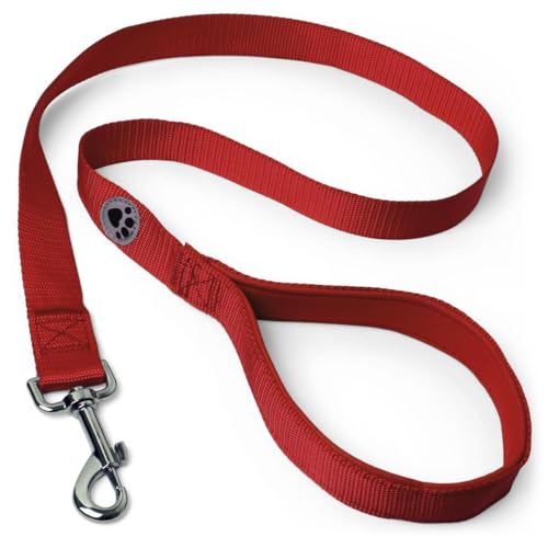 igadgitz home U7288 Führleine Hund, Hundeleine Gepolstert Griff - Rot - 122cm (1.22m) von igadgitz home