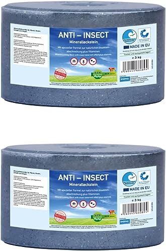 imima Mineralleckstein Pferd Anti-Insect Salzleckstein Set 2 x 3kg - Salzlecksteine für Pferde, Schafe, Ziegen, Wild und Rind - Salz Leckstein Mineralstein von imima