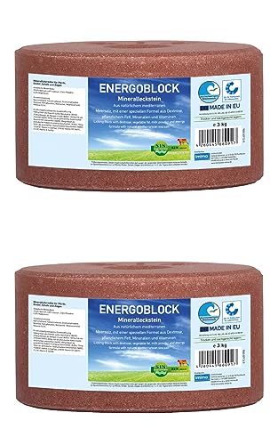 imima Mineralleckstin Pferd ENERGOBLOCK Salzleckstein Set 2 x 3kg - Salzlecksteine für Pferde, Schafe, Ziegen, Wild und Rind - Salz Leckstein Mineralstein von imima