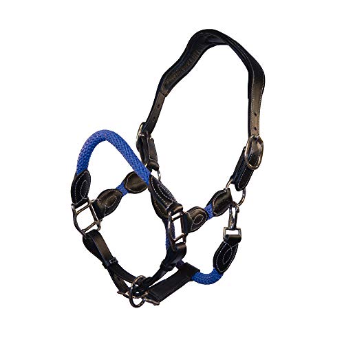 indira Seil-Leder-Halfter pro Flex PP-Strick-Echtleder (Full-Warmblut, Blau 01) von indira