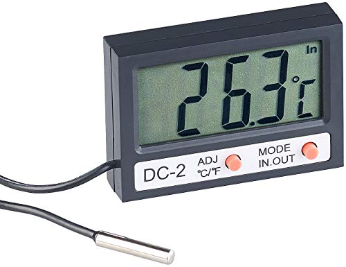 infactory Aquariumthermometer: Digitales Aquarium-Thermometer mit Uhrzeit und LCD-Display, 1 m Kabel (Aquarium Thermometer mit Fühler, Aquarienthermometer, Temperaturanzeige) von infactory