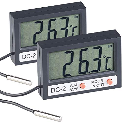 infactory Wasserthermometer: 2er Pack Digitales Aquarium-Thermometer mit Uhrzeit und LCD-Display (Aquariumuhr, LCD-Thermometer Aquarien, Temperaturanzeige) von infactory