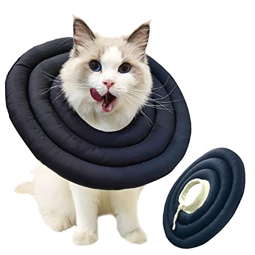 Katzen-Kegelhalsband, weich (M-Größe), Katzen-Donut/Katzenkegel, um Lecken zu stoppen, bequemes, E-Halsband/elisabethanisches Halsband, Blau von infisu