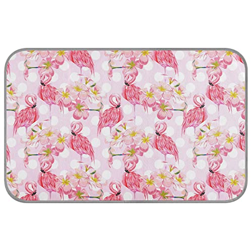 Floral Flamingos Tropische Blumen Kühlmatte für Hunde Katzen Schlafmatte Eisseide Hundebett Pad Tragbar & Waschbar Kühlkissen Faltbare Haustiermatte für Strand Rasen Autositz Bett von innewgogo