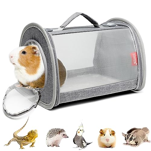 Ioview Tragetasche für Meerschweinchen, für kleine Tiere, Eidechse, Vogel, Kaninchen, Käfig, Eichhörnchen, atmungsaktive Tasche, tragbar, für Reisen, Hamster, kleine Haustiere (klein, grau) von ioview