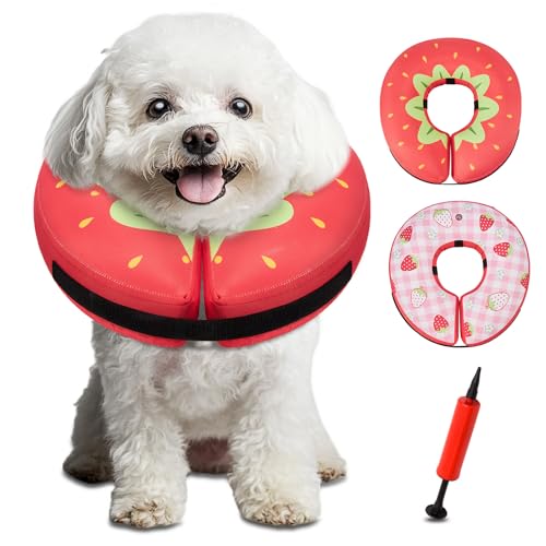 ipetstation Donut-Halsband für Hunde nach Operationen, wasserdichter Stoff, bequemes Kissen, Alternative zu Hundekegeln, aufblasbares Hundehalsband, E-Halsband für Hunde (Rot, S (Hals: 18 - 30 cm) von ipetstation