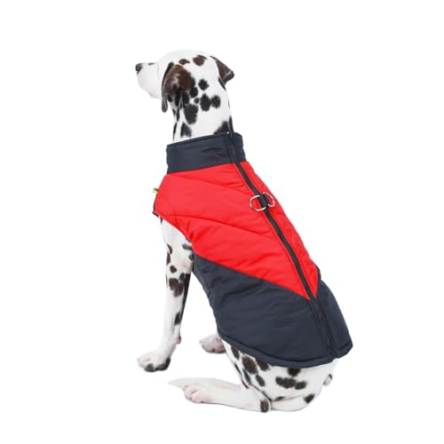 ipetstation Winter Hundemantel, Warme Hundejacket für kaltes Wetter,Bequem und Intensives Rot Hundeweste mit Reißverschluss für Kleine Mittel Große Hunde (2XL(Brustumfang-54cm)) von ipetstation