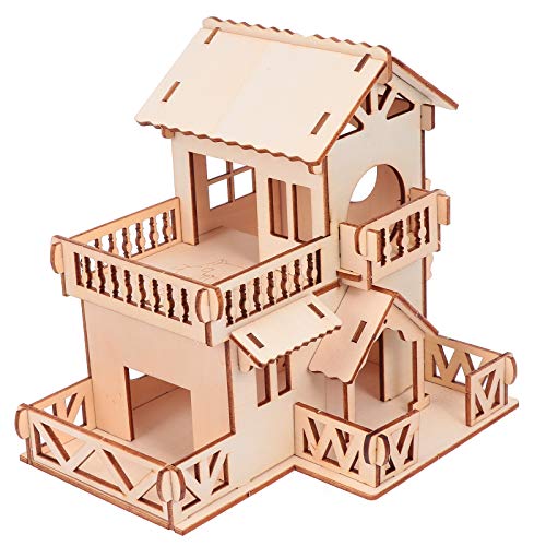 Hamsterhaus doppelstöckig Einzelhaus Familienvilla, großes Flachboden Lindenholz Brett Kleines Haustier Klettergerüst Golden Bär Treppenvilla (kleiner Westernstil) von iplusmile