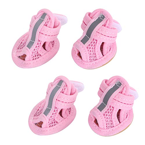 iplusmile Kleine Hundeschuhe für heißen Gehweg, atmungsaktive Hundeschuhe, Haustier-Sandalen, Pfotenschutz, Netz-Stiefel für kleine Haustiere, Hunde, Katzen, Welpen, Spaziergänge, Laufen (4 Stück) von iplusmile