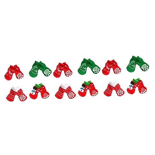 iplusmile rutschfeste Socken 12 Paar Bodenschoner Hunde-Wintersocken Haustier-Wintersocken Thermosocken Weihnachts-Haustiersocken Katzensocken Welpenpfote Hundepfote von iplusmile