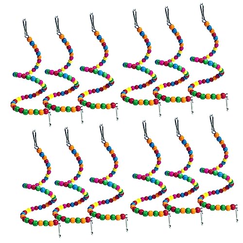 iplusmile 12 STK Papagei Schaukelring Vogelschaukelperlen Vogel-seilschaukel-Spielzeug Vogelspielzeug Für Nymphensittiche Vogel Seil Spielzeug Rotieren Kegelschwanz Konisch Holz von iplusmile