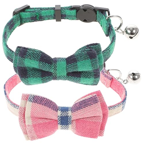 iplusmile 2st Halskette Mit Katzenband Kleines Welpenhalsband Haustier Bowknot Halskette Tuba-verzierung Statement Kette Kariertes Kleines Hundehalsband Rote Fliege Anschließen Kleine Rolle von iplusmile