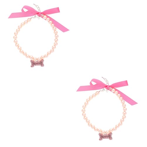 iplusmile 2st Haustierhalsband Perle Hundehalskette Kettenhalsband Für Haustiere Halsband Mit Perlenkette Für Hunde Yorkie-zubehör Katzenhalsbänder Einstellbar Schmücken Legierung Strass von iplusmile