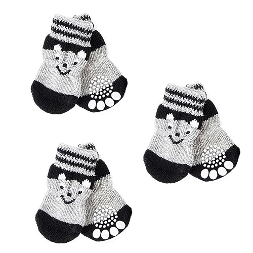 iplusmile 3 Paare Hundeschuh Socken Haustier Hund Socken Haustiersocken Katzensocken Mit Griffen Winterschuhe Für Welpen Welpensocken Hundeschuhe Atmungsaktive Socken Baumwolle Drinnen von iplusmile