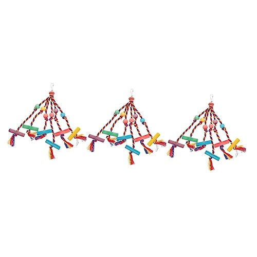 iplusmile 3st Farbiges Papageienspielzeug Vogel Baumwollseil Spielzeug Conure Käfig Zubehör Schöner Vogel Bunte Kauspielzeuge Vogelspielzeug Für Sittiche Kegelschwanz Hölzern Holz von iplusmile