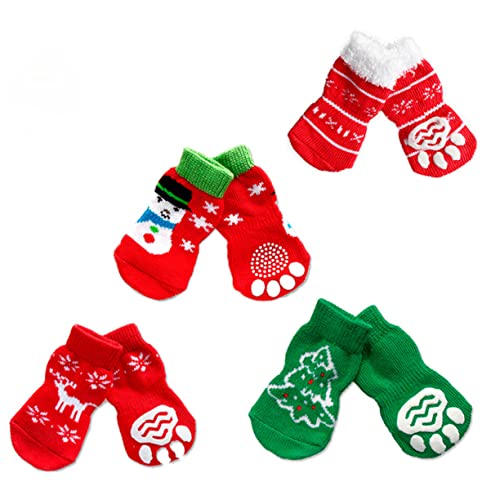 iplusmile Fußsocken Sockenschuhe 4 Paar Süße Socken Hundesocken Haustier-Baumwollsocken Hundesocken Haustiersocken Stiefel Die Katze Weihnachtssocken Haustiersocken Katzensocken Niedlich von iplusmile