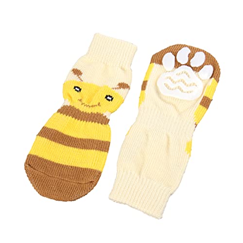 iplusmile 4 Stück Anti-Strick-hundepfotenschutz Stricksocken Haustier Katzenpfotenschutz Traktionskontrolle Baumwollsocken Anti-Hunde-socken Sockenschuhe Bodenschutz Stiefel Der Hund von iplusmile