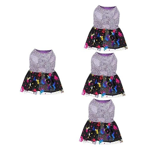 iplusmile 4 Stück Halloween-Kleid Für Haustiere Halloween-katzenkleid Hund Hexenkleid Hexenkostü Für Damen Halloween-hundekleidung Hündchenkleid Drucken Der Stoff Violett Polyester von iplusmile