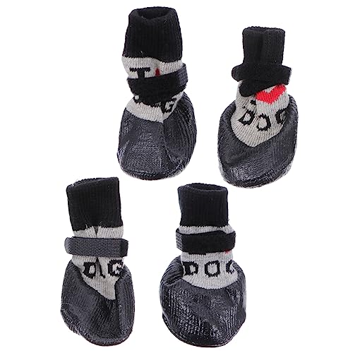 iplusmile Sockenschuhe 4 Stück Haustier-Schuhe Bodenschoner Fleece-Socken rutschfeste Socken Strumpffüller Für Welpen Hundefüße Wärmer Hundesocken Pfotenschutz Kunststoff Schwarze Schuhe Für von iplusmile