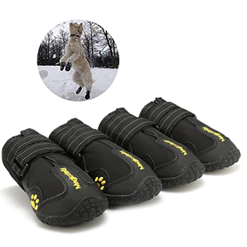 iplusmile 4 Stück Hund Warme Stiefel rutschfeste Hundeschuhe Winterschuhe Für Hunde Hundeschuhe Für Schnee Schwarze Hundestiefel Hundeschuhe Für Den Winter Haustier Schneeschuhe von iplusmile