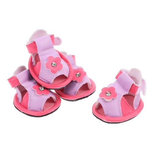 iplusmile 4 Stück Sandalen für Hunde Sandalen für Welpen quietschend Schwimmbad welpen Schnuller Hundesocke hundeschuhe Haustier Sandalen Katzenschuhe Hundespielzeug für kleine Hunde Rosa von iplusmile