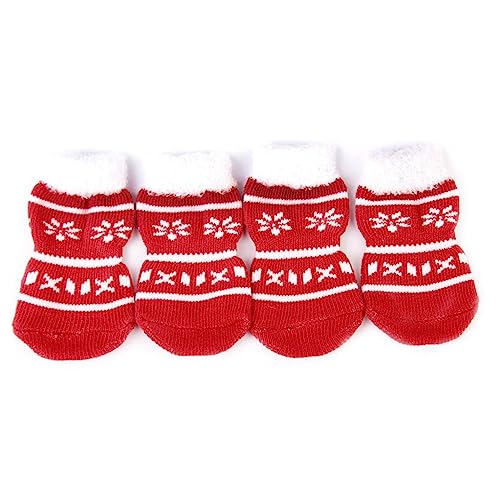 iplusmile Socken Sockenschuhe 4 Stück Weihnachts-Haustiersocken Hundesocken Hundesocken Katzensocken Baumwollsocken Für Kleine Hunde Welpen-Haustierbedarf Baumwollsocken Für Haustiere Welpe von iplusmile