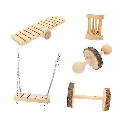 iplusmile 5st Hamster Holzspielzeug Meerschweinchenspielzeug Hamsterwippe Aus Holz Hamster Rollendes Spielzeug Standplattform Aus Holz Vögel Stehen Plattform Kauen Hölzern Leiter von iplusmile