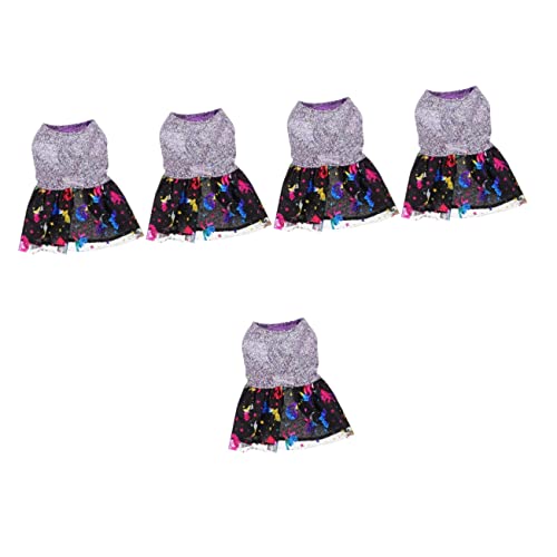 iplusmile 5st Halloween-Kleid Für Haustiere Hündchenkleid Hundekleidung Hunde Spinnenkostüm Halloween-hüte Für Kleine Hunde Hund Hexenkleid Tule-Kleid Drucken Der Stoff Violett Polyester von iplusmile