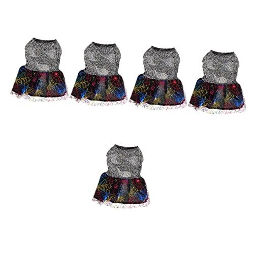 iplusmile 5Pcs Outfits Rock Spinnennetz Hund Dekor Katze Welpe Verschleißfest Einzigartige Elemente EIN Ornament Glitzer Kleidung Kleid Themen Kreative Party Urlaub Design Kostüm Spinne von iplusmile