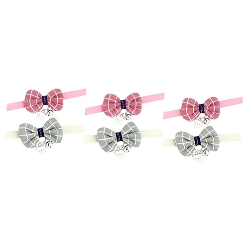 iplusmile 6 STK Kleines Welpenhalsband Statement Kette Haustier Bowknot Halskette Kariertes Kleines Hundehalsband Elastische Katzenschleifenglocke Katze Fliege Kragen Krawatte Anschließen von iplusmile