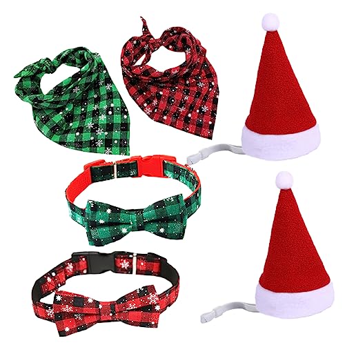 iplusmile 6st Haustier-weihnachtsset Kätzchen-Bandana-schal Haustier Elfenmütze Urlaubsoutfit Für Katzen Feiertagshalsbänder Für Katzen Weihnachtskatzenhalsband Einstellbar Dreieckiger Schal von iplusmile