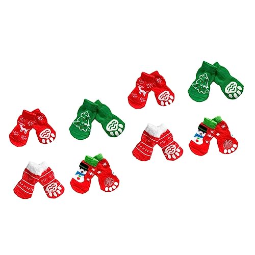 iplusmile Hundesocken rutschfeste Socken 8 Paar Bodenschoner Socken Für Stiefeletten Haustier-Baumwollsocken Für Welpen Weihnachten Haustiersocken Katzensocken von iplusmile