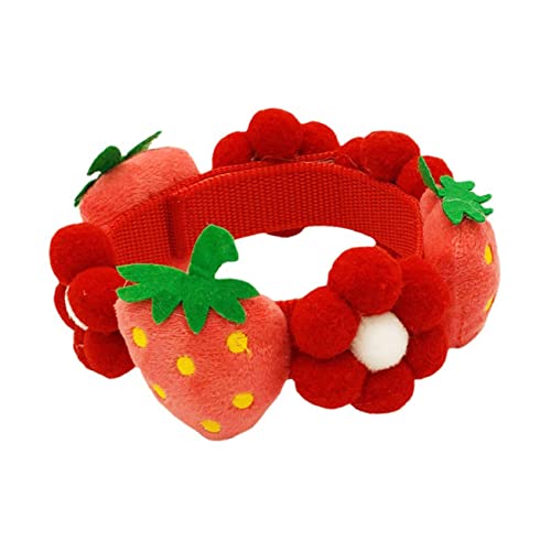 iplusmile Erdbeerblütenartikel kleines Katzenhalsband kleines Welpenhalsband weihnachtsdeko Erdbeeren dekoratives Haustierhalsband Kragen mit Blumenerdbeermuster einstellbar von iplusmile