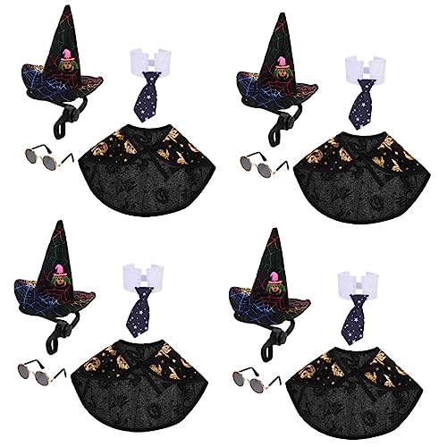 iplusmile 4 Sätze Halloween-Mantel Halloween-Hut-Kit für Haustiere Vampir-Bandanas Tier kostüm tierkostüm Hüte das Katzenkostüm Hunde-Halloween-Kostüm lustig Kleidung Kopfbedeckung von iplusmile