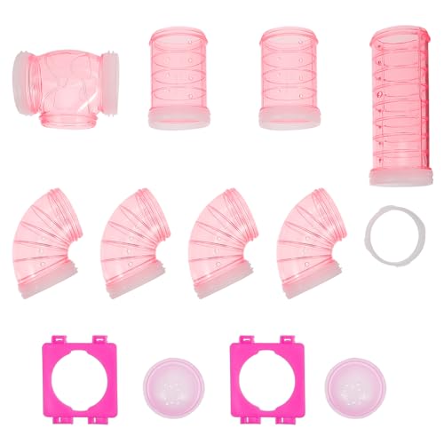 iplusmile DIY Hamster Tunnel Hamster-Röhren-Set Transparent Hamsterkäfig- Externes Kreatives DIY Verbindung Tunnel Spur Rattenspielzeug Hamsterkäfig-Zubehör Pink Hamster Käfig Tunnel von iplusmile