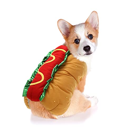 iplusmile Hot Dog-Hundekostüm, Halloween-Kostüm, warmer Kapuzenpullover für Hunde und Katzen, Haustier-Cosplay-Bekleidung für Halloween, Weihnachten, Cosplay-Party, Größe XS von iplusmile