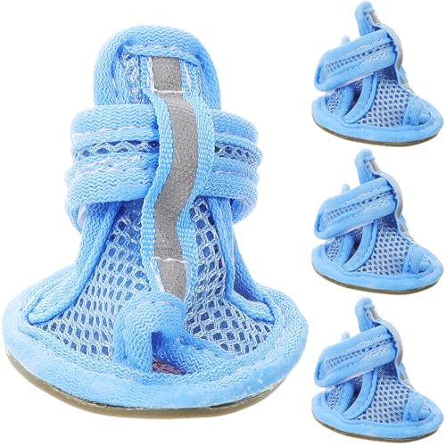 iplusmile Hundeschuhe für mittelgroße Hunde, Sommerpfotenschuhe, Hundesandalen für große Hunde, Hundestiefel und Pfotenschutz, Welpenschuhe für kleine blaue Sandalen, Chihuahua, 4 Stück von iplusmile