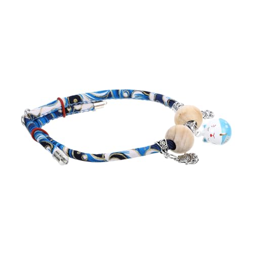 iplusmile Katzenhalsband Glocke Welpenhalsband Kätzchenhalsband abbrechbar Katzenspielzeug für Handgemachte Holzkette für Katzenband Kätzchen-Kragen Baumwolle Sky- von iplusmile