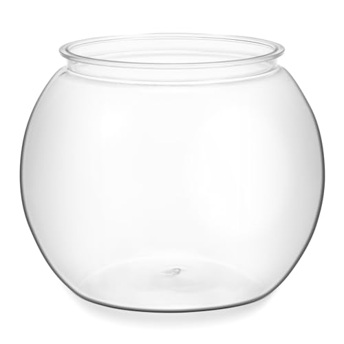 Aquarium-Fischschalen aus Kunststoff: rundes transparentes Betta-Fischbecken – Goldfischschale, Pflanzgefäß, Topf für Aquarium, Heimdekoration und Hochzeit, Urlaub, Party (3,7 l, 21,8 x 16 cm) von iplusmile