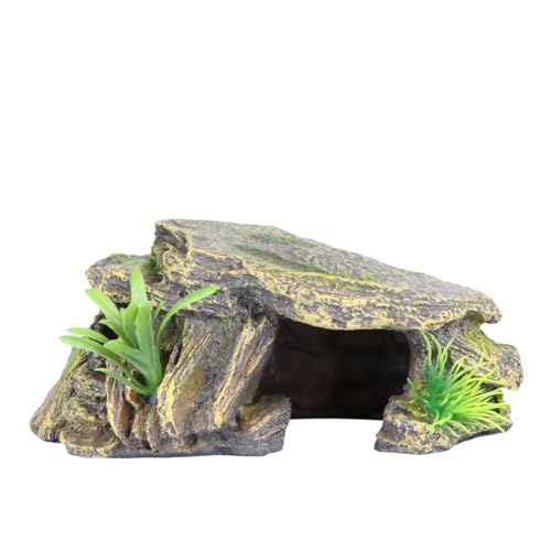 iplusmile Schmuckzubehör Reptilien Ornament Handwerk Aquarium Versteck Höhle Aquarium Labitat Leopard Gecko Versteckte Schildkröte Tier Hängematte Aquarium Habitat Requisiten Harz Habitat Aquarium Requisiten von iplusmile